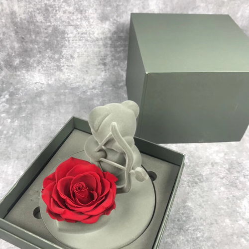 湯河店 創意禮物植絨熊永生花丘比特熊保鮮玫瑰花送女朋友結婚求婚禮品